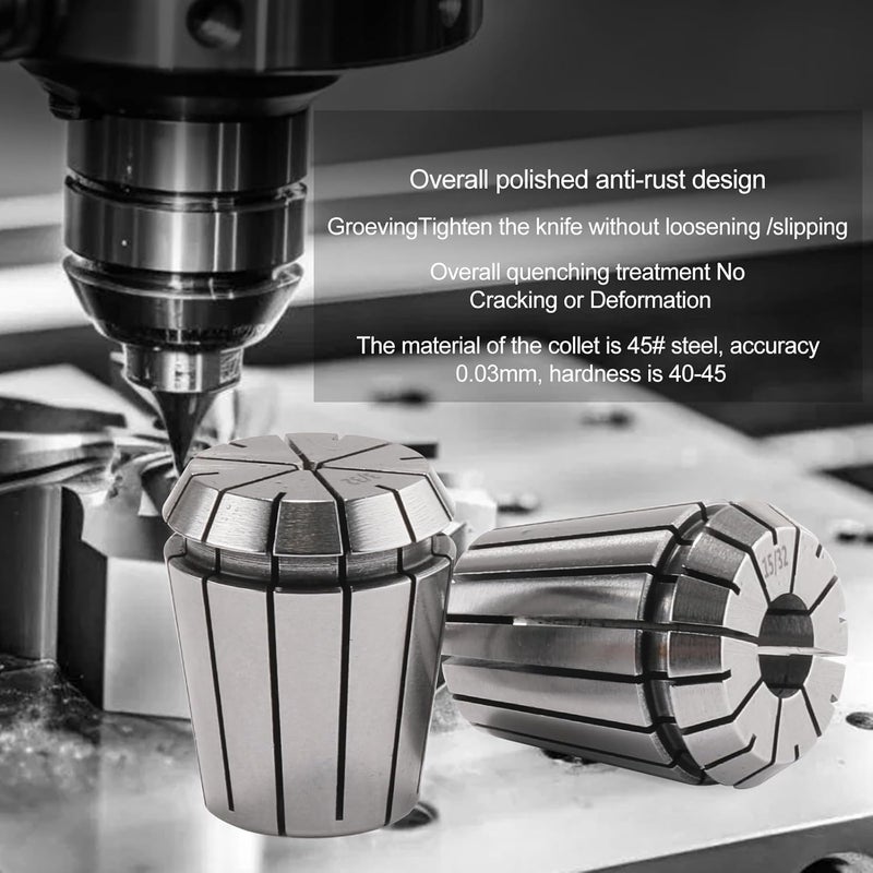 HOZLY 15PCS ER11 Collet Set Precision Tool for CNC Engraving Milling Lathe Chuck Tool,Collets including 1mm-7mm,1/4",1/8" (ER11) - Image 4